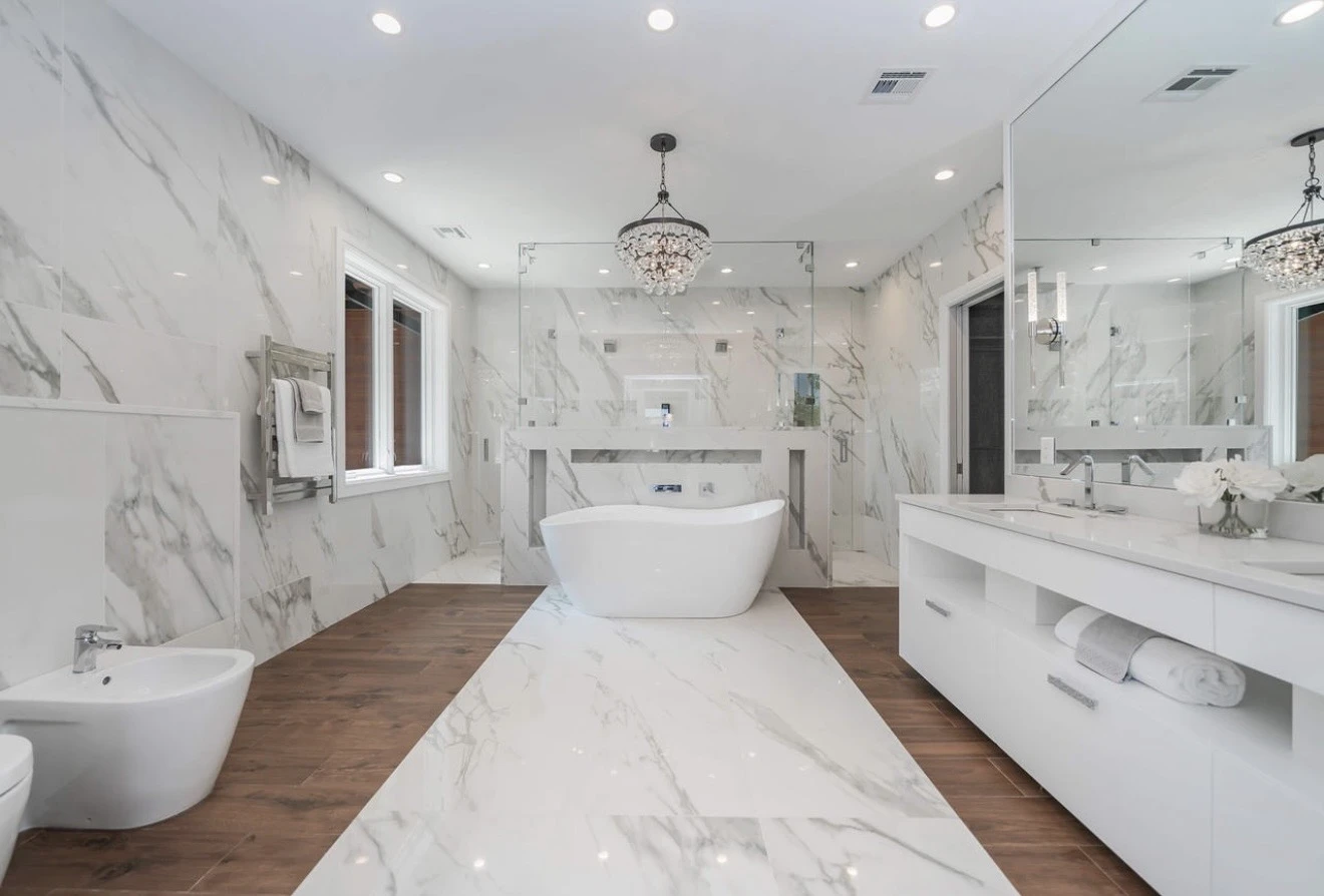 A completed bathroom remodeling project